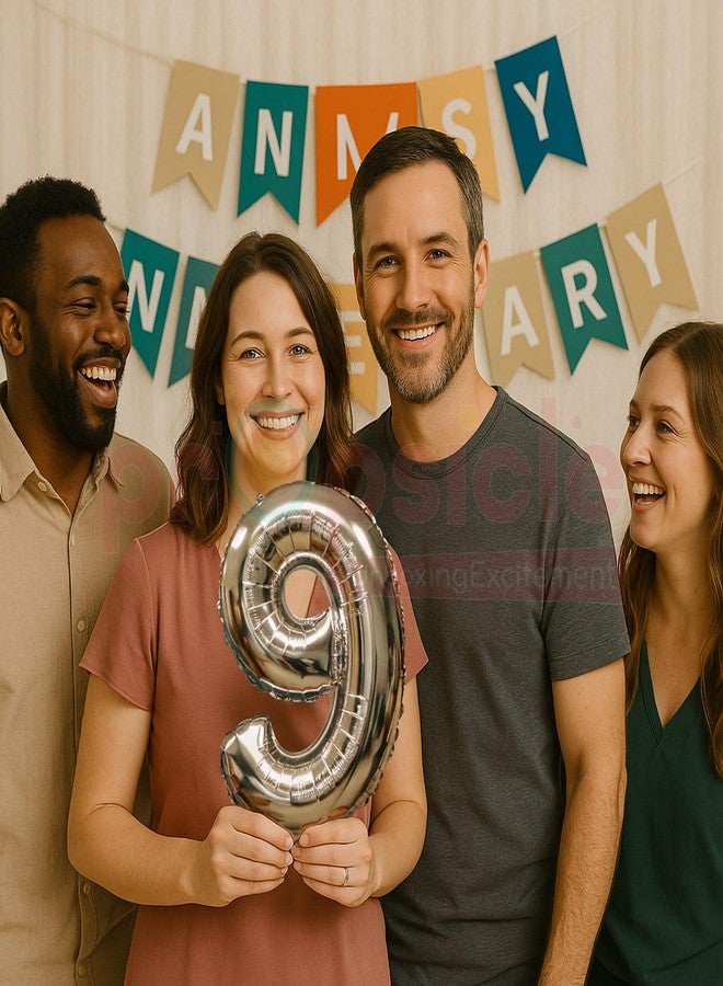 Propsicle 16 inch Birthday Foil 9 Number Helium Balloon Party Decoration Silver Pack of 1 | 9 Year No. Balloons Birthday/Anniversary | Nine Number - Image 5